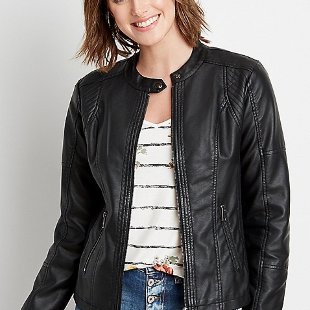 Maurices Black Basic Faux Leather Jacket